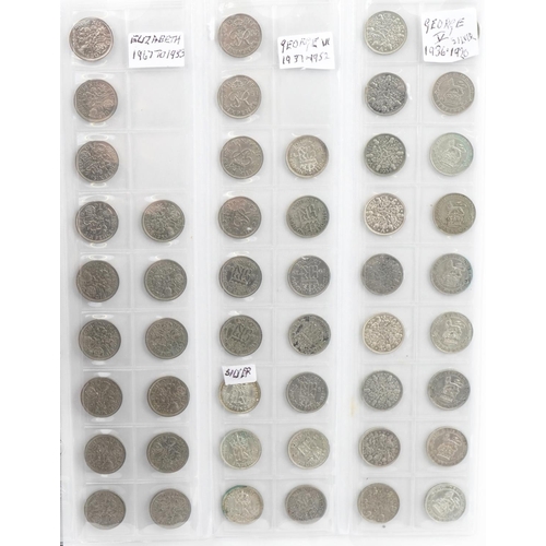 2448 - Album of coins with many silver examples including sixpences, shillings and florins