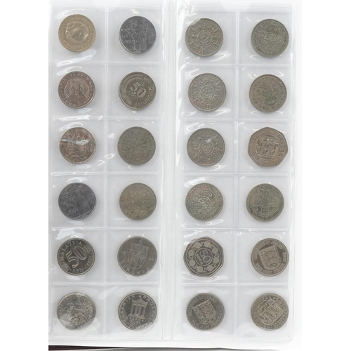 2448 - Album of coins with many silver examples including sixpences, shillings and florins