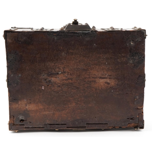 1333 - Early 19th century Indian metal bound box, 20cm H x 30cm W x 23cm D