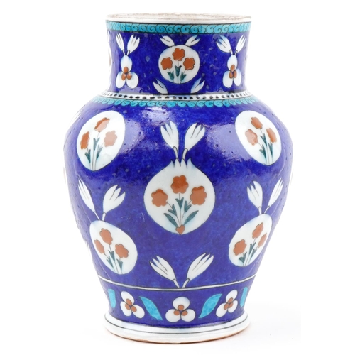 1118 - Turkish Ottoman Iznik vase hand painted with flowers, 30cm high