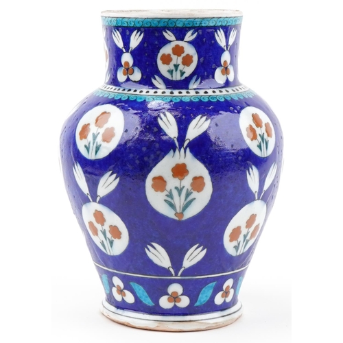 1118 - Turkish Ottoman Iznik vase hand painted with flowers, 30cm high