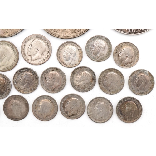 2408 - British 19th/20th century silver coinage including six crowns dates 1821, 1887, 1890, 1896, two Geor... 