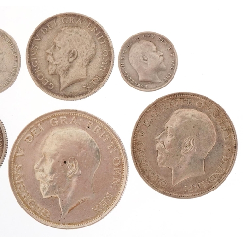 2409 - Edwardian and George V silver coinage including 1915 half crown, 1916 florin, shillings, sixpences a... 