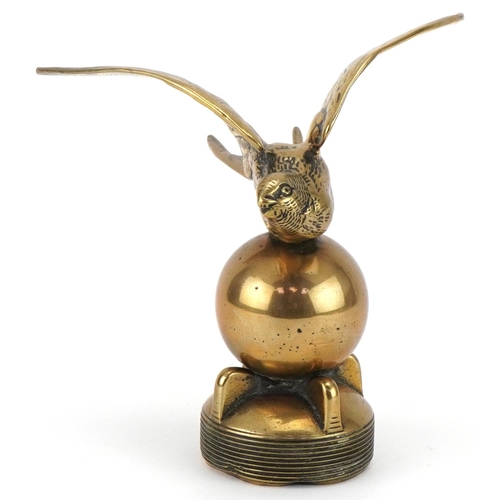 1420 - Brass swift car mascot, 11cm high