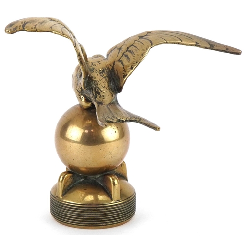 1420 - Brass swift car mascot, 11cm high