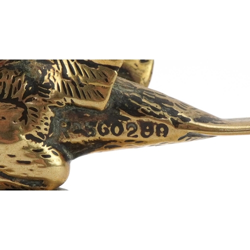 1420 - Brass swift car mascot, 11cm high