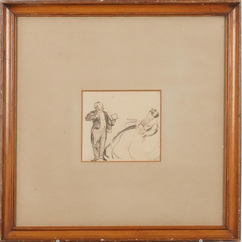 1231 - Attributed to Alfred Munnings - Queen Victoria, pencil drawing, mounted and framed, 12.5cm x 11cm