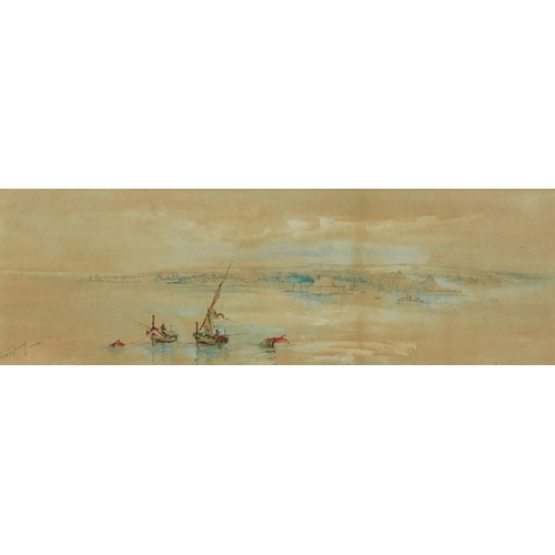 1416 - Godfrey - Valletta Harbour and HMS Ramillies Malta, pair of watercolours mounted in oak frames, each... 