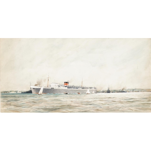 2195 - Herbert C Ahier - Union Castle ship in Southampton waters, The Southern King Arthur Class Express Ra... 