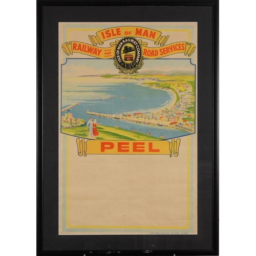 1430 - Railway interest Isle of Man Railway Company and Road Services poster for Peel Harbour, Edward Johns... 