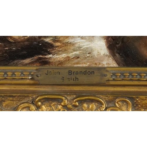 1369 - John Brandon Smith - On the Neath South Wales 1886, oil on canvas, mounted in a gilt frame, indistin... 