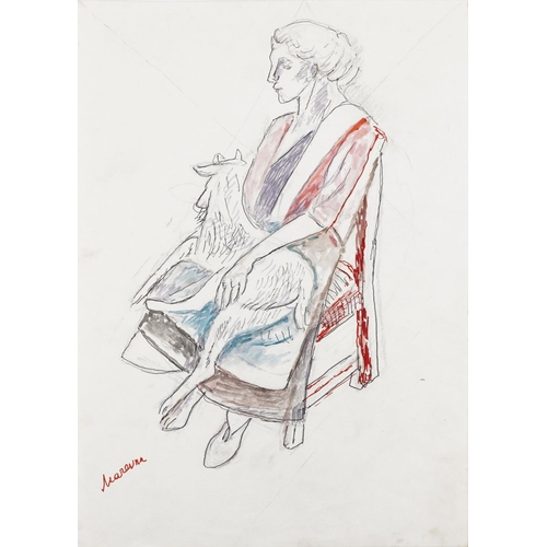 2155A - Marie Borobieff Marevna  - Collection of studio works including ink, pencil and pastel, unframed, th... 