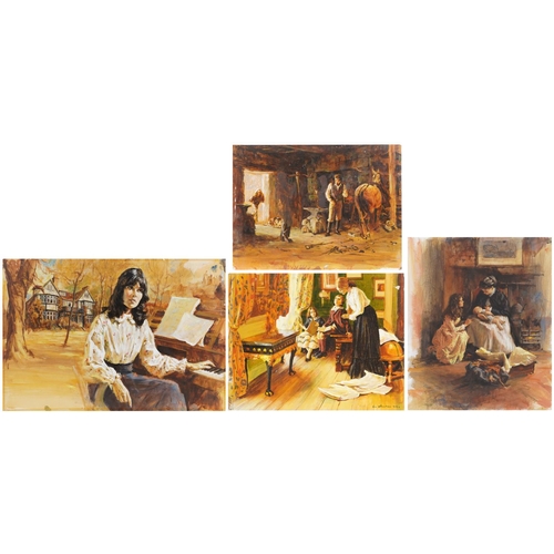 2086 - Len Thurston - White Oaks of Jalna, Mary Wakefield, Nobody's Darling and Possession, four oil on car... 