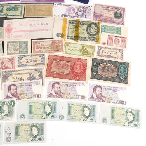 2443 - Banknotes and coins and specimen coin sets including Japanese Government Occupation ten rupees and f... 