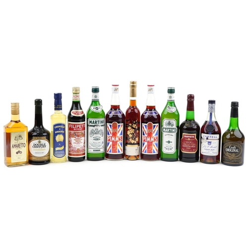 2080 - Twelve bottles of alcohol including Harvey's Medium Dry sherry, Croft Original sherry, Pimm's and Ma... 