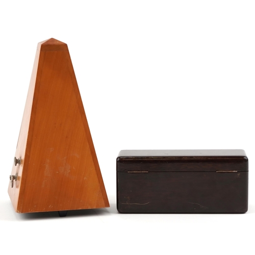 1454 - Two music interest metronomes by Wittner & Paquet, the largest 21cm high