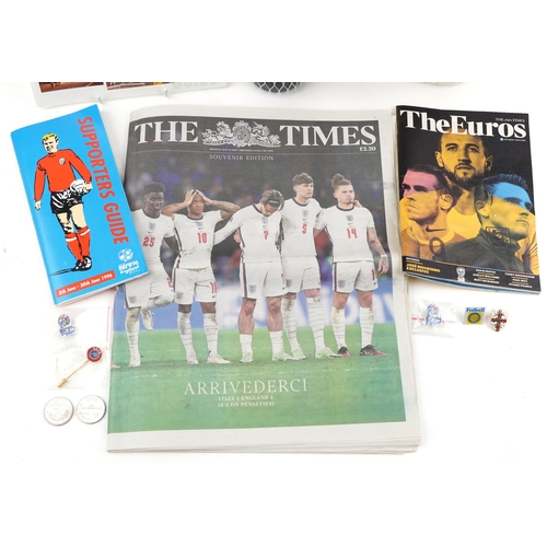 1394 - Football interest Euro '96 memorabilia including baseball cap, bottle of wine and team hotel guide