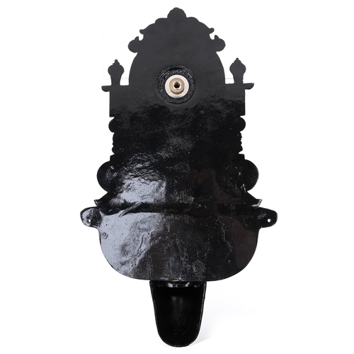 2272 - Elizabeth II painted metal wall mounted water font, 70cm high