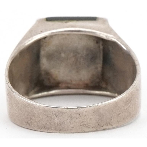 2555 - German military interest SS silver ring and box, size V, 8.0g