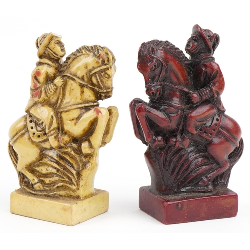 2328 - Chinese hardwood folding chess set, 36cm x 36cm