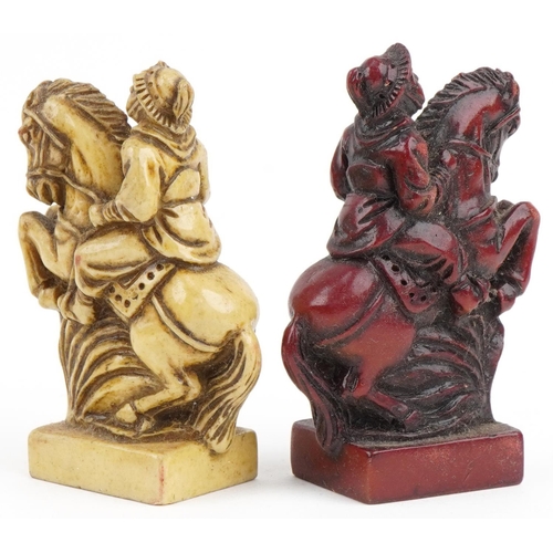 2328 - Chinese hardwood folding chess set, 36cm x 36cm