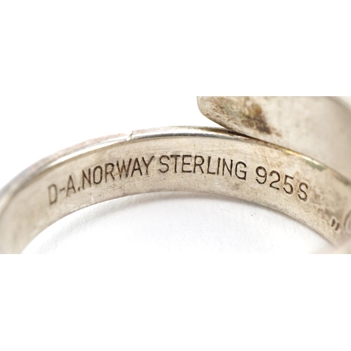 3211 - David Andersen, Norwegian 925S sterling silver ring, size O/P, 6.2g