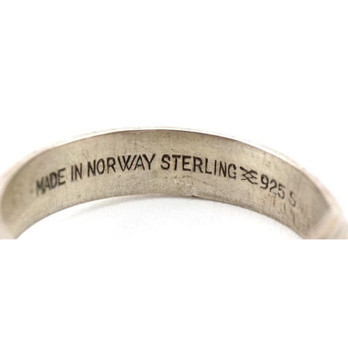 3464 - Marius Hammer, Norwegian 925S sterling silver ring, size R, 4.0g