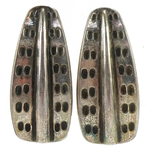 3470 - David Andersen, pair of Norwegian 925S sterling silver clip on earrings, each 2.5cm high, total 7.6g