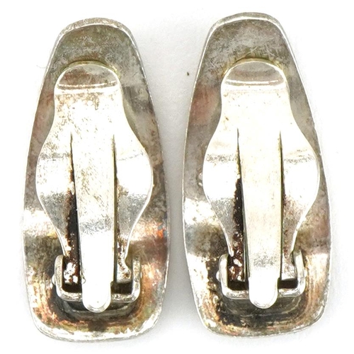 3470 - David Andersen, pair of Norwegian 925S sterling silver clip on earrings, each 2.5cm high, total 7.6g