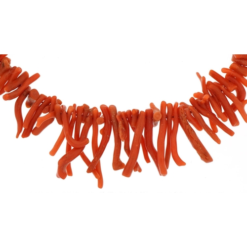 3314 - Victorian natural pink coral necklace, 50cm in length, 43.5g