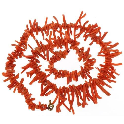 3314 - Victorian natural pink coral necklace, 50cm in length, 43.5g