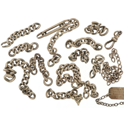 3461 - Silver and white metal jewellery including broken chains, charms and a Marius Hammer blue enamel pen... 