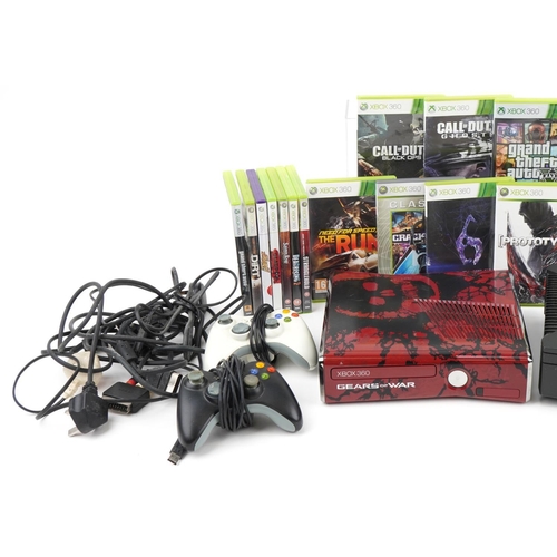 2371 - Xbox games console with controllers, accessories and collection of Xbox 360 games