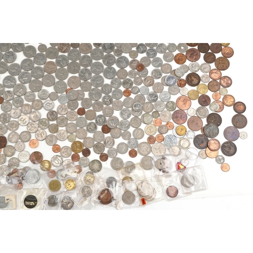 2446 - Large selection of predominantly pre decimal British coinage including shillings, sixpences, pennies... 