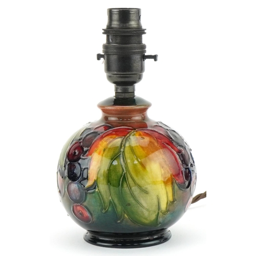 363 - Moorcroft flambé lamp decorated with leaf and berries, 16cm high