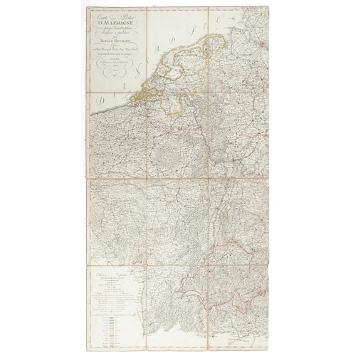 2503 - Antique hand coloured French folding map of Germany, Belgium and Holland dated 1808, 14cm x 55cm