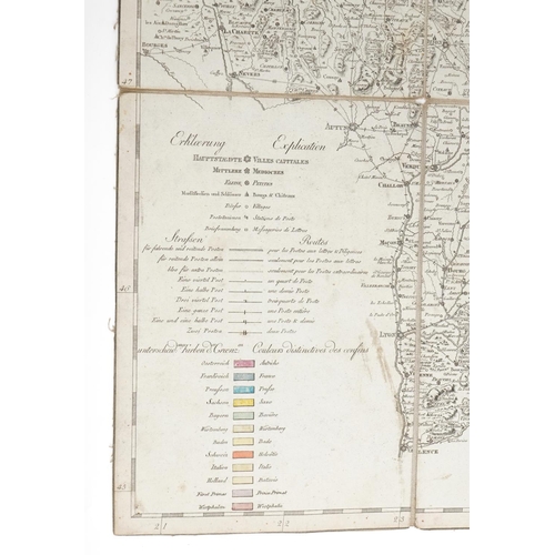 2503 - Antique hand coloured French folding map of Germany, Belgium and Holland dated 1808, 14cm x 55cm