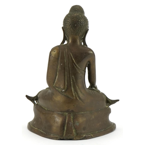 1308 - Chino Tibetan bronze Buddha, 15cm high