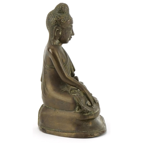 1308 - Chino Tibetan bronze Buddha, 15cm high