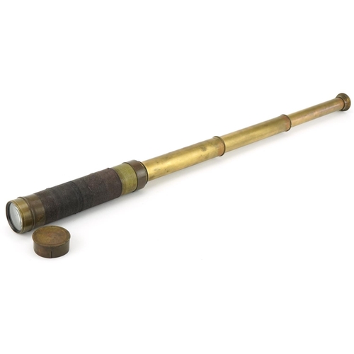 1314A - Brass three draw telescope, 75cm in length when extended