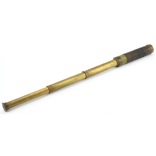 1314A - Brass three draw telescope, 75cm in length when extended