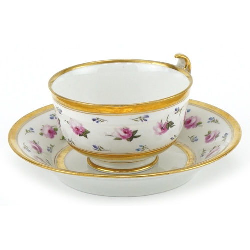 1098 - Worcester Barr Flight & Barr cabinet cup and saucer decorated with roses in the style of William Bil... 