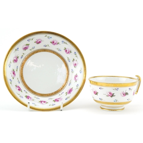 1098 - Worcester Barr Flight & Barr cabinet cup and saucer decorated with roses in the style of William Bil... 