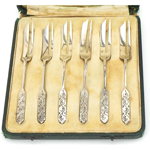 14 - Set of six Liberty silver forks, housed in a fitted Liberty case, Birmingham 1929