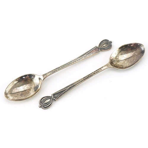 13 - Set of six Liberty silver tea spoons, Birmingham 1899, 9.5cm long, 43.6g, within a fitted Liberty ca... 