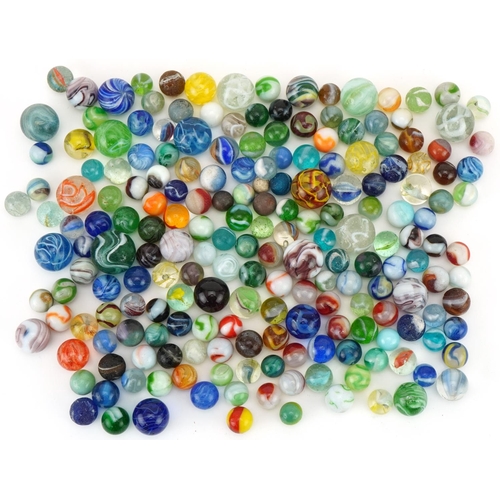 2314 - Collection of 19th century and later glass marbles, the largest 25mm in diameter