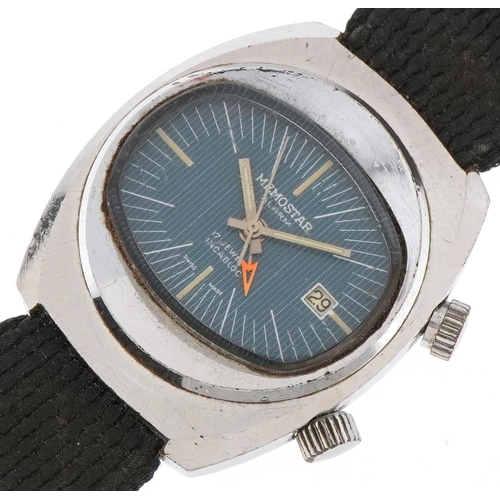 3050 - Memostar, vintage gentlemen's Memostar alarm wristwatch with date aperture, the case 36mm wide