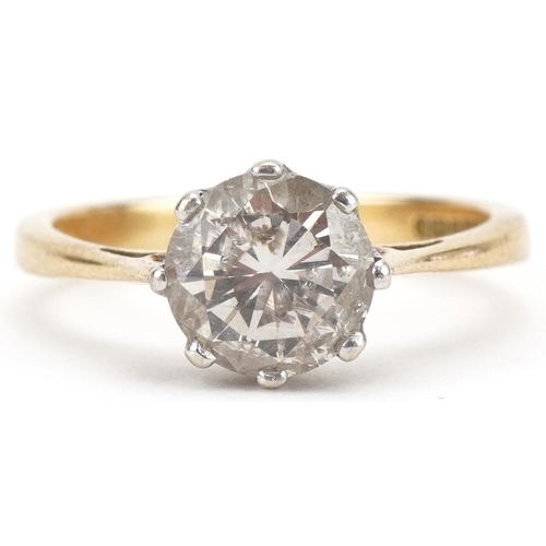 3001 - 18ct gold diamond solitaire ring, the diamond approximately 1.40 carat, size M, 3.2g