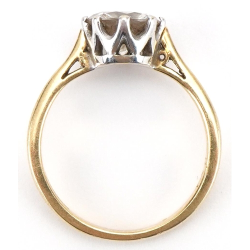 3001 - 18ct gold diamond solitaire ring, the diamond approximately 1.40 carat, size M, 3.2g