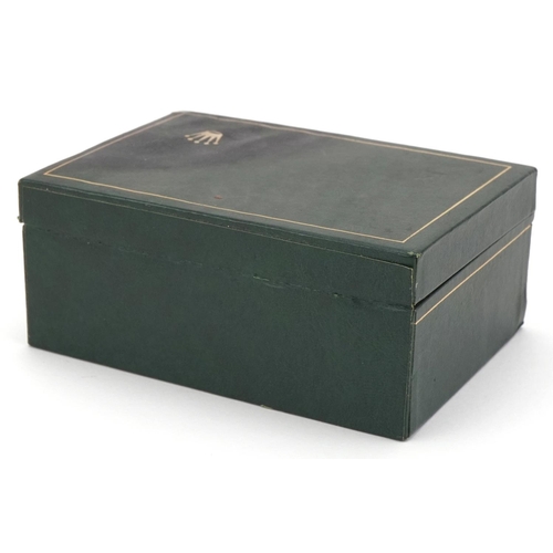 3577 - Rolex, tooled green faux leather wristwatch box, 12.5cm wide